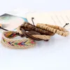 Красочные веревочные кожаные браслеты ручной работы мультяся шармы для мужчин набор для мужчин женщин панк регулируемый браслет мода ювелирных изделий
