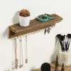 Houten wandgemonteerde organizer display voor ketting oorbellen ring sjaal hangers sieraden rack sieraden haakhouder 220311