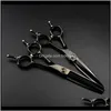 Hair scissors and comb Professional Japan Steel 6 '' Cut Black Bearing Haircut Thinning Barber Makas Cutting Shears Hair303R