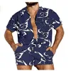 Heren tracksuits heren zomer mannen rompers shorts streetwear printing short mouw strand Hawaiian Playsuits knop casual jumpsuits 2022