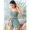 Conjunto de pijamas Diseño de gofres Ropa de ocio para el hogar muy suave Ropa de color sólido Sling Top Shorts Ropa de dormir de verano sexy Ropa de dormir Q0706