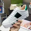 Zapatos casuales de alta calidad Ace Bee Bordado Zapato verde Rayas rojas de moda para mujer con estilo de cuero genuino bordado con caja de caja 35-40