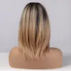 Root brun foncé ombre Golden Wig Swig Natural Cheveux Natural pour les femmes Perruque en couches femelles avec la buccaire Wigfactory résistant à la chaleur directe