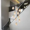 Long Pendant Lamps For Duplex Building Villa Stairwell Sales Department Shopping Hotel Restaurant Spiral Staircase LED Lights