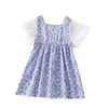 Niños Niñas Flores Puff Manga A-line Vestido para niños Lovely Floral Summer Sundress Ropa de algodón 210529