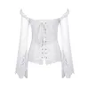 Women's Shapers Women Steampunk Corset Sexy Long Sleeve Lace Corselet Up Bustiers Korset For Posture Party Club Wedding Slim