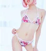 Micro Cute Bikini giapponese Mini Goth Halter Lolita Style Anime Cosplay Sexy Lingerie Donna Mutandine e reggiseno Set Strappy Underwear Y0911