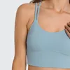 Double Thin Straps Yoga Bra Nude Feeling Skin-Friendly Tank Tops Gathered Shockproof Women Sports Underwears Cross Beautiful Back Sexy Vest With Removable Cups L166