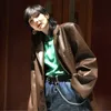 Vintage Losse Lederen Jas Dames Koreaanse PU Chic Moto Jas Vrouwelijke Lente Mode Streetwear Dames Winter Y2K Coat 211007