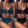 Kobiety Wysoka talia Bikini Sexy Snake Leopard Drukowane Push Up Swimsuit 2021 Moda Basen Party Split Swimwear Zestaw Kostium kąpielowy Y0820