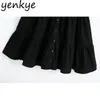 Vintage Black Dress Women Turn-down Collar Short Sleeve A-line Big Swing Female Casual Plus Size vestido 210514