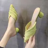 Sandalias de tacón alto para Mujer, zapatos con punta estrecha, plataforma de diapositivas para Mujer, zapatos de tacón a la moda, Zapatillas para Mujer Casa