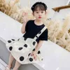 Flickaklänningar Dot Pattern Girl Party Dress Patchwork Dress for Kids Summer Clothes for Girls 210412