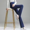 Sonbahar ve Kış Moda Yüksek Bel Artı Boyutu 4XL Profesyonel Pantolon OL Stil Kadınlar Flare Pantolon 11516 210417