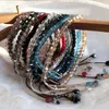 Bangle Mulheres Trendy Cristal Beads Braceletes Ajustável Nó Corda Femme Party Colorido Jóias Aniversário Presentes