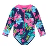 Baohulu Marine Floral Bébé Maillots De Bain À Manches Longues Upf50 + Filles Maillot De Bain Une Pièce Enfants Toddler Maillot De Bain Beachwear