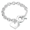 Charme pulseiras de altura de qualidade prata-cor pulgles coração amor tag pulseira jóias para mulheres presentes para clasps