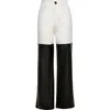 Mode Femmes Vêtements Taille haute Veste en cuir PU pleine longueur Pantalon blanc et noir Pantalon femme WP00401L 210421