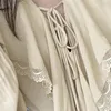 Collar V-Neck Collor Solid Long Plised Sleev Top Silk Bawełna Luźna Koronka Bandaż Pullover Koszula Kobiety Wiosna GX742 210421
