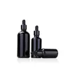 Shiny Black Glass Essential Oil Dropper Bottles 5-100ml Refillable Makeup Sample Cosmetic Glass Storage Container