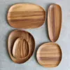 Dishes & Plates Whole Wood Acacia Black Walnut Irregular Oval Solid Pan Plate Fruit Saucer Tea Tray Dessert Dinner Tableware