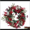 Decorative Flowers Wreaths Festive Party Supplies Home & Gardenpine Mixed Pine Berry Winter Wreath With Pinecones For Front Door, Wall, Weddi