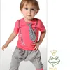 high quality 100% cotton spring-summer arrived casual sport tie children baby boy girl clothing sets 210615
