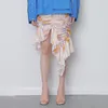 Jupes Asymétriques Femmes Ruché Imprimé Floral Mini Taille Haute Dames Ruffle Wrap Vêtements D'été 210427