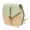 Hexagon Mulit Style Straw+leather Handbag Women Summer Rattan Bag Handmade Woven Beach Circle Bohemia Shoulder Fashion Cross Body