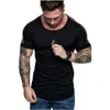 T-shirt Ombro Stitches Design Curto Bocas Camisa Homens Esportes Camisas Pacote para Fitness X0322