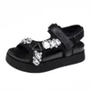 Sandales chic épaissis les étudiants en cristal femme 2021 Slippers Summer Platform Shoes Diamond Hookloop Gladiator Sandalias Mujer6806038