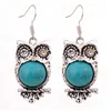 Hibou de nuit pour femmes argent tibétain turquoise boucles d'oreilles collier ensemble DMTQS016 cadeau de mode style national femmes bijoux à bricoler soi-même ensembles