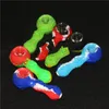 silicone Mini Spoon Hand Pipe bee Colorful Small Pyrex Oil Burner Glass Straight Tube Colored Smoking Pipes