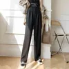 Office Ladies Elegant Straight Suits Pant Spring Autumn Women Solid High Waist Casual Wide Leg Pants Female Long Trousers 210423