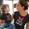 Ropa a juego para mamá y mini familia, trajes de algodón con lazo kawaii, ropa para mamá y yo, Tops, ropa para niña bebé, trajes a juego