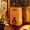 Gift Wrap 2Pcs Christmas Bags Packaging Kraft Paper Bag With Handles For Xmas Party Supplies Handbags Candy Cookies Decor