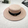 Ladies Summer Fedora Hat Small Bee Straw Hats European and American Retro Gold Braided Cap Female Sunshade Flat Beach Caps4307140