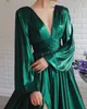 Women Dress Temperament Party es Deep V Neck Lantern Sleeve Maxi High Waist Large Swing Plus Size es 210524