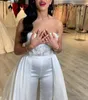 Kant satijnen vrouwen bruidsjurken jumpsuit met verwijderbare rok strapless abiye bruid jurken broek pak