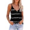 Lato Casual Luźny Tank Top Kobiety Bez Rękawów Camisole V-Neck Paski Druku Tank Topy Ladie Sling Top Kamizelka 210623