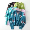 H.SA Kvinnor Cardigans Vinter Beskuren Floral Ugly Button Sweaters V Neck Korta Harajuku Sweater Coat Chic Sticka Top 210417