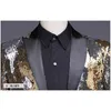 Purple Blue Changing Colors Sequin Long Blazer Jacket Men Nightclub DJ Prom Tailcoat Blazer Male Wedding Groom Stage Costumes 210522