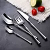 Roestvrijstalen bestek Gouden Goud Servies Set Western Food Silverware Servies Christmas Gift Fork Lepel Messen Drop 210706