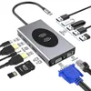 Station d'accueil USB pour ordinateur portable 13 14 en 1 Triple écran compatible HD VGA PD SD TF Ethernet Type C HUB