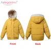 Aelegantmis Women's Winter Jackets Loose Oversized Varm Kvinna Parkas Snygg Fast Färg Brödrock Dam Casual Hooded Outwear 210607