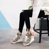 Nueva cuña con zapatos de boca de pescado Sandalias de 8 cm Aumento de zapatos casuales de lona Muffin con encaje de zapatos de mujer .sp-031