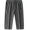 cropped trousers men's loose large size sweatpants knitted cotton pants straight 210716