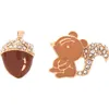 Stud 2021 The Asymmetrical Cute Squirrel With His Nut Earrings Lovely Cartoon Women Fashion Jewelry Wholesale
