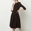 women Long dresses Spring Summer dots printed half sleeve female pleated elegent slim long 210524