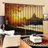Curtain & Drapes In The Sunset Curtains European Old Castle 3d Landscape For Living Room Bedroom Blackout
